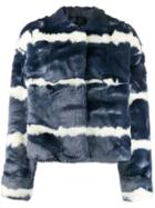Charlotte Simone Cropped Faux Fur Jacket - Blue