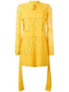 No21 Floral Lace Panel Dress, Women's, Size: 40, Yellow/orange, Silk/cotton/viscose