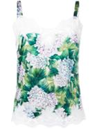 Dolce & Gabbana - Hydrangea Print Vest Top - Women - Silk/spandex/elastane - Xl, Grey, Silk/spandex/elastane