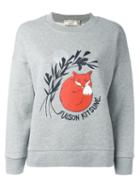 Maison Kitsuné Logo Fox Print Sweatshirt, Women's, Size: Medium, Grey, Cotton