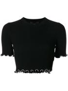 Alexander Wang Studded Trim Cropped T-shirt - Black