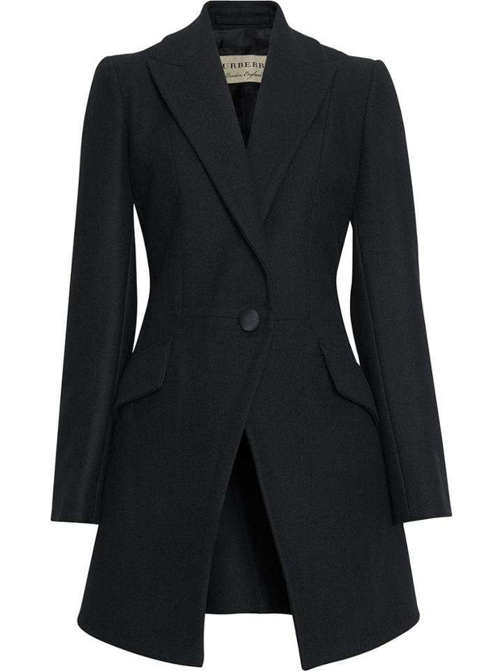 Burberry Herringbone Wool Cashmere Blend Tailored Jacket - Black