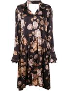 Junya Watanabe Floral Print Shirt Dress - Black