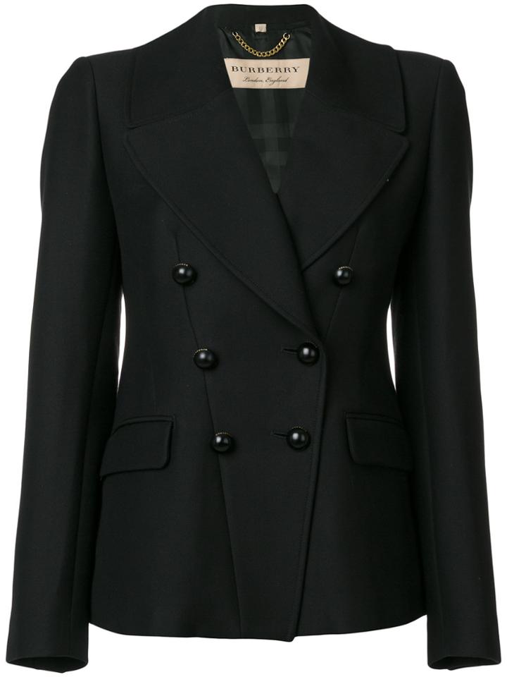 Burberry Double Breasted Fitted Coat - Black