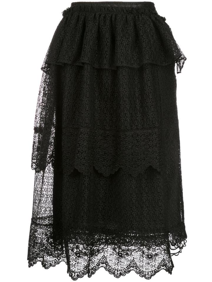 Simone Rocha Mid-length Lace Skirt - Black