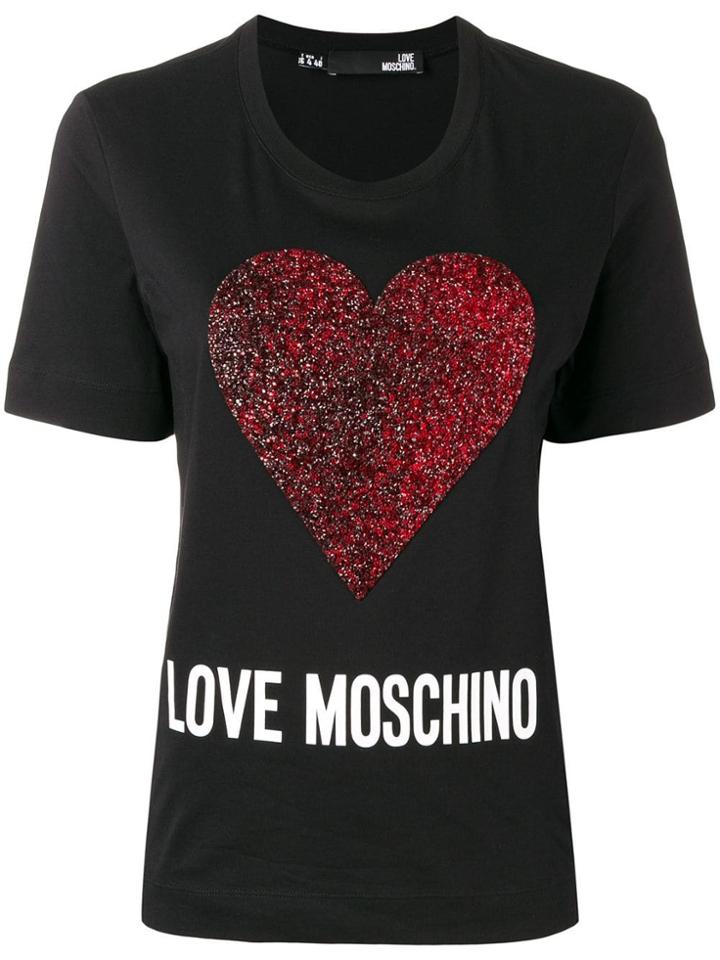 Love Moschino Glitter Heart T-shirt - Black