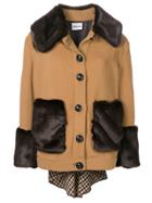 Au Jour Le Jour Faux Fur Trim Jacket - Brown