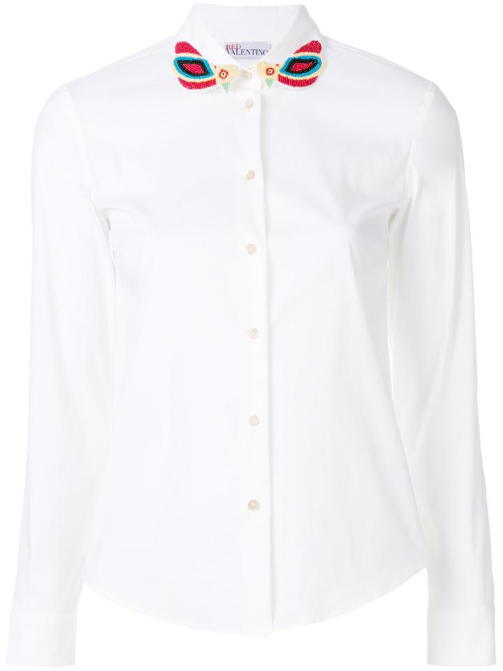 Red Valentino Embroidered-collar Fitted Shirt - White