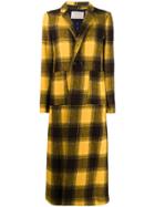 La Doublej Checked Duster Coat - Yellow