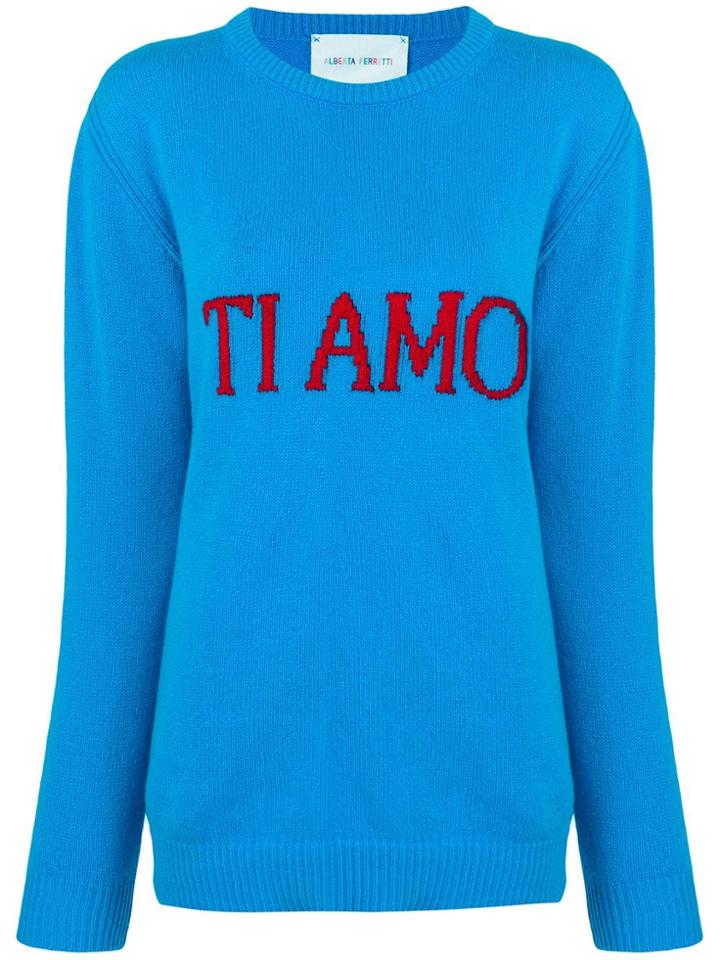 Alberta Ferretti Ti Amo Intarsia Jumper - Blue