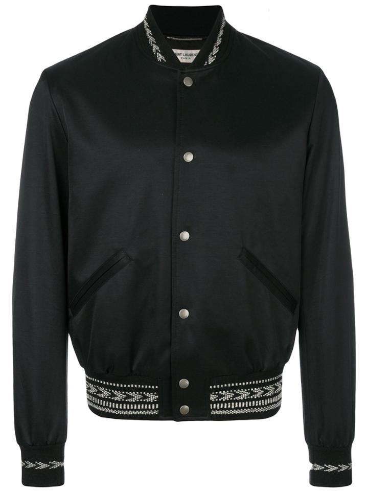 Saint Laurent Stitch Detail Bomber Jacket - Black