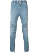 Balmain - Biker Denim Track Pants - Men - Cotton/polyurethane - S, Blue, Cotton/polyurethane