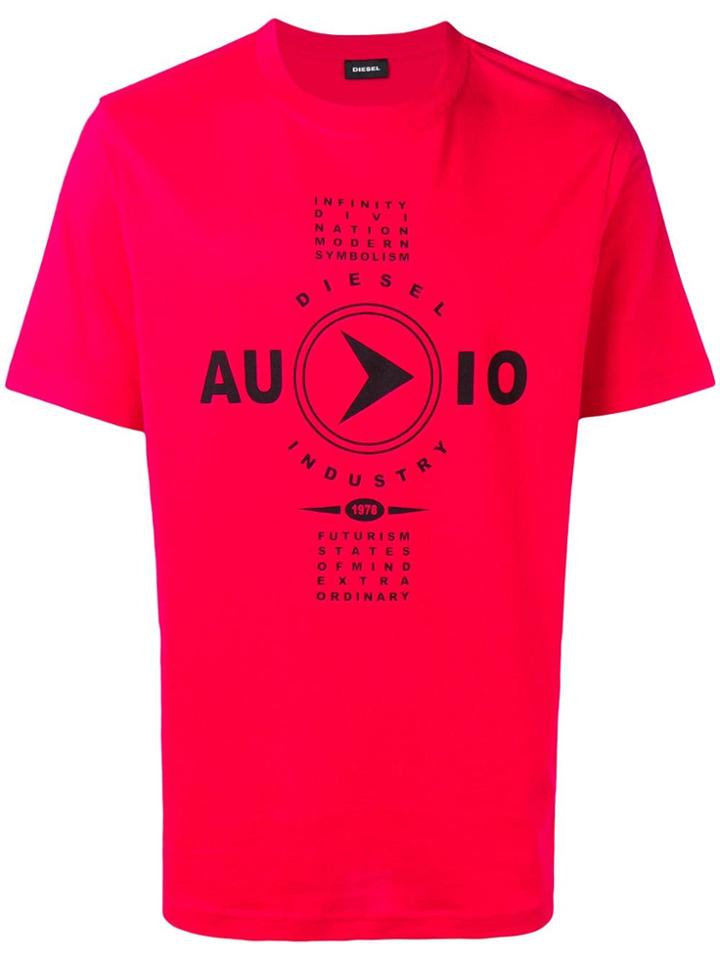 Diesel Slogan Print T-shirt - Red