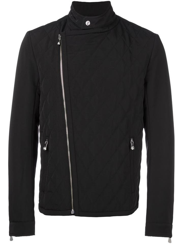 Versus Quilted Biker Jacket, Men's, Size: 52, Black, Cotton/polyester/wool