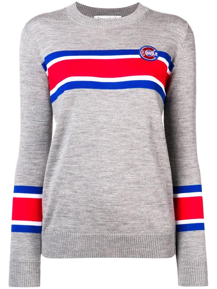 Être Cécile Stripe Boyfriend Jumper - Grey