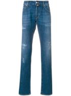 Jacob Cohen Distressed Straight-leg Jeans - Blue