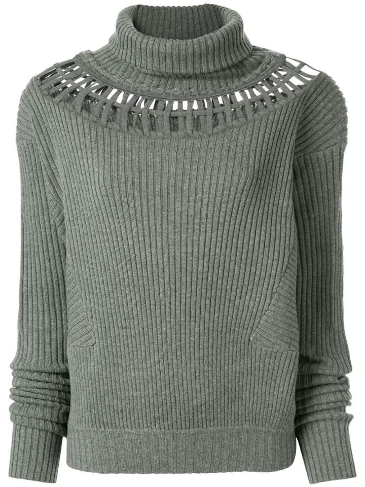 Palmer / Harding Cut-out Ribbed Jumper - Green