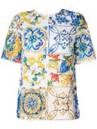 Dolce & Gabbana Majolica Print Broderie Anglaise T-shirt - Multicolour