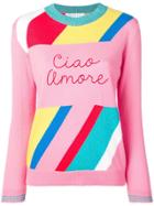 Giada Benincasa Striped 'ciao Amore' Jumper - Pink