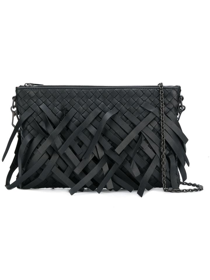 Bottega Veneta Interwoven Fringe Crossbody Bag - Black