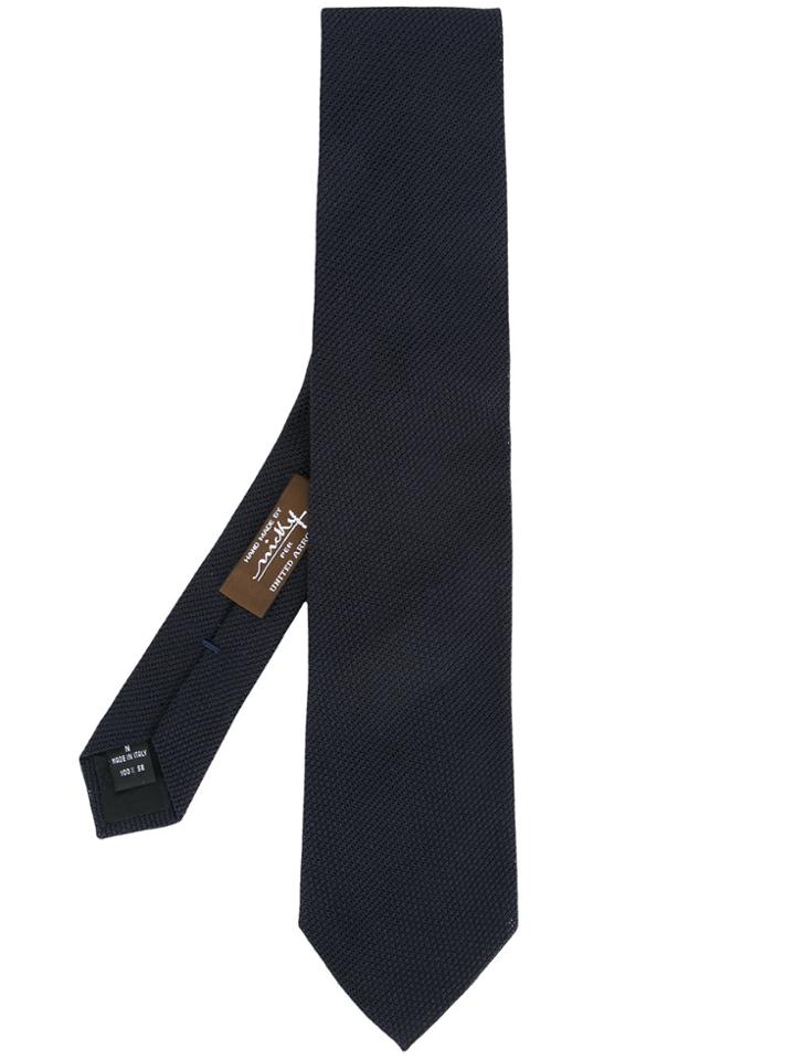 Nicky Geometric Pattern Stitched Tie - Blue