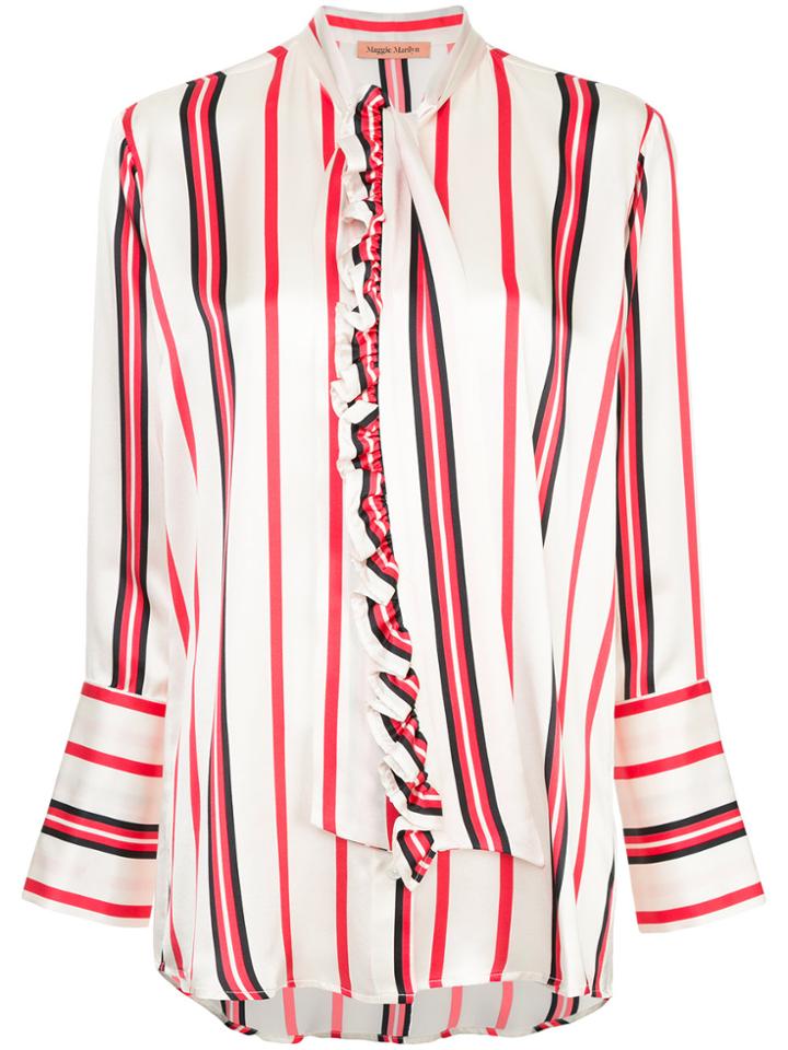 Maggie Marilyn Striped Pussybow Shirt - White