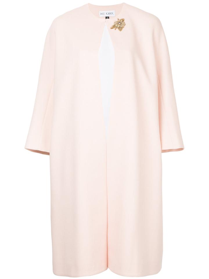 Dice Kayek Embellished Brooch Coat - Pink & Purple