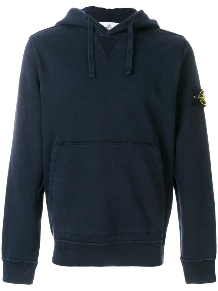 Stone Island Logo Patch Hoodie - Blue