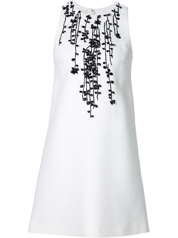 Giambattista Valli Beaded Shift Dress, Women's, Size: 40, White, Silk/cotton/polyamide/viscose
