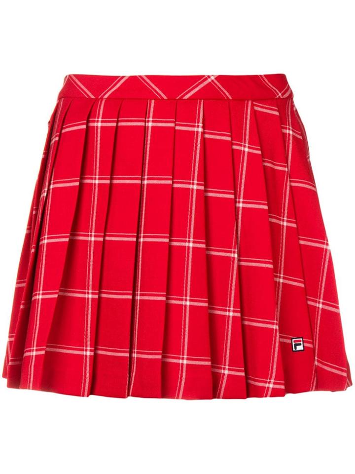 Fila Checked Pleated Skirt - Red