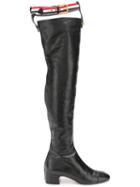 Thom Browne Rwb Suspender Thigh High Boot - Black