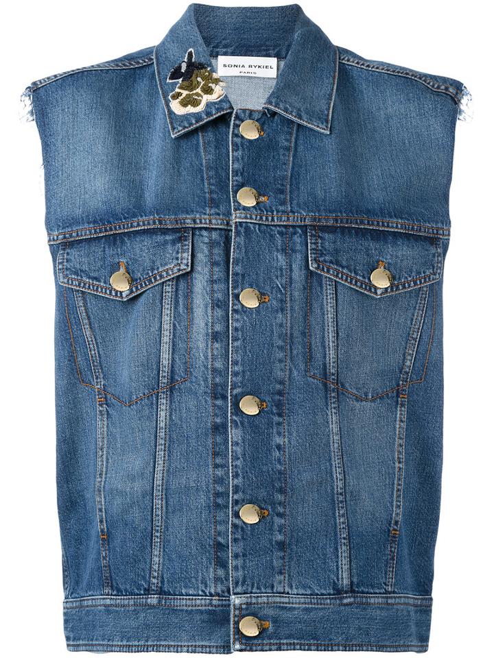 Sonia Rykiel Sleeveless Denim Jacket, Women's, Size: 40, Blue, Cotton/lyocell/polyamide/pvc