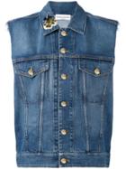 Sonia Rykiel Sleeveless Denim Jacket, Women's, Size: 40, Blue, Cotton/lyocell/polyamide/pvc