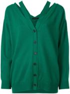 Aula Cut Out Buttoned Cardigan - Green