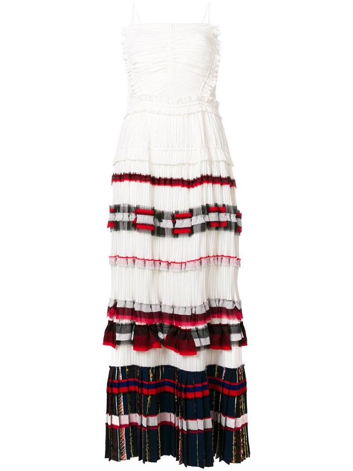 3.1 Phillip Lim Striped Pleated Maxi Dress - White