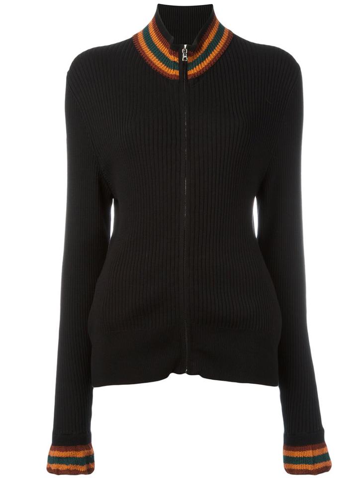 Grace Wales Bonner - Palms Zip Front Sweater - Women - Silk/cotton - S, Women's, Black, Silk/cotton