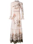 Vilshenko Floral Print Maxi Dress, Women's, Size: 10, Nude/neutrals, Silk