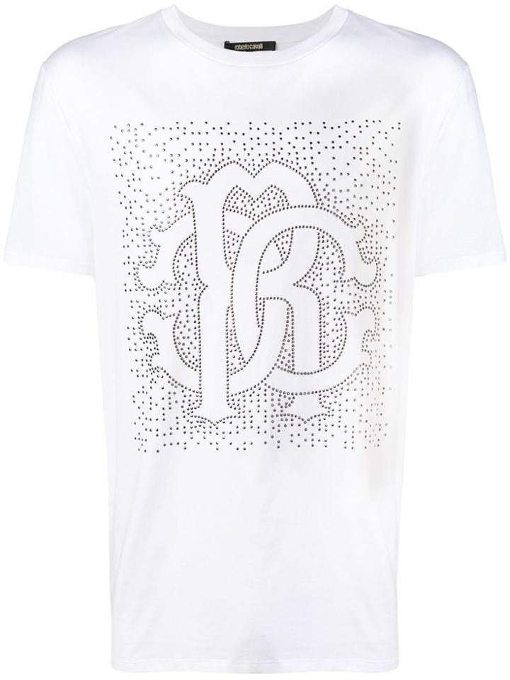 Roberto Cavalli Studded Heraldic Style Logo T-shirt - White