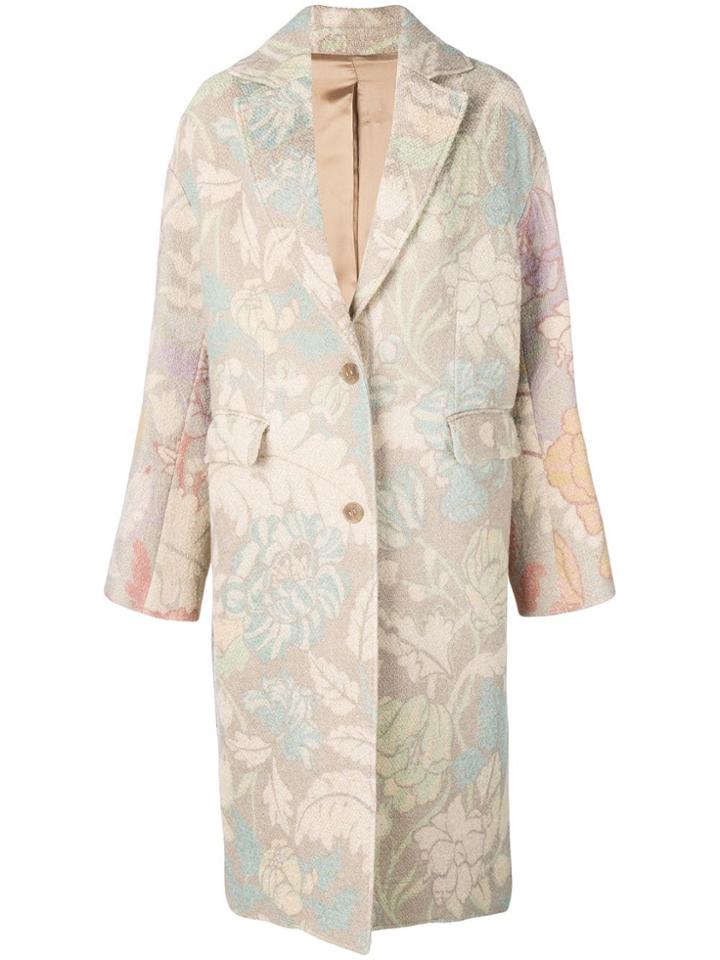 Acne Studios Printed Bouclé Relaxed Coat - Neutrals