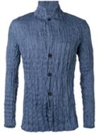 Issey Miyake Men - Wrinkled Long Sleeve Shirt - Men - Linen/flax/polyester - 4, Blue, Linen/flax/polyester