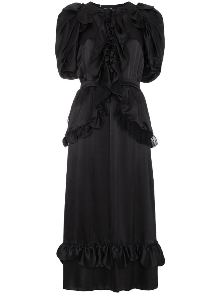 Simone Rocha Ruffle Front Dress With Mesh Back - Black