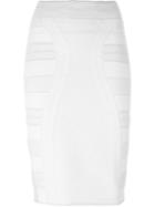 Alexander Mcqueen Textured Knit Pencil Skirt, Women's, Size: M, White, Silk/polyester/viscose