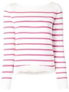 Blugirl Back Lace Up Striped Knitted Sweatshirt - White