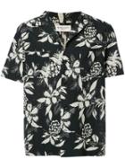 Saint Laurent Hibiscus Floral Printed Shirt, Men's, Size: 41, Black, Viscose/cotton