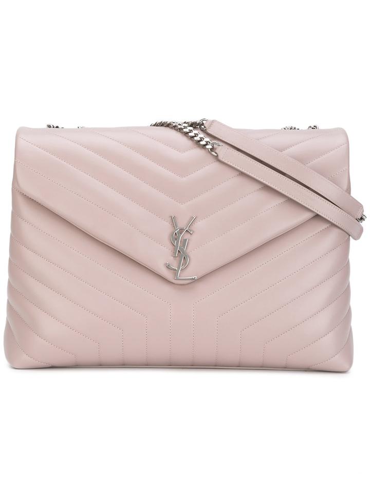 Saint Laurent - 'lou Lou' Monogram Bag - Women - Cotton/calf Leather/leather - One Size, Pink/purple, Cotton/calf Leather/leather