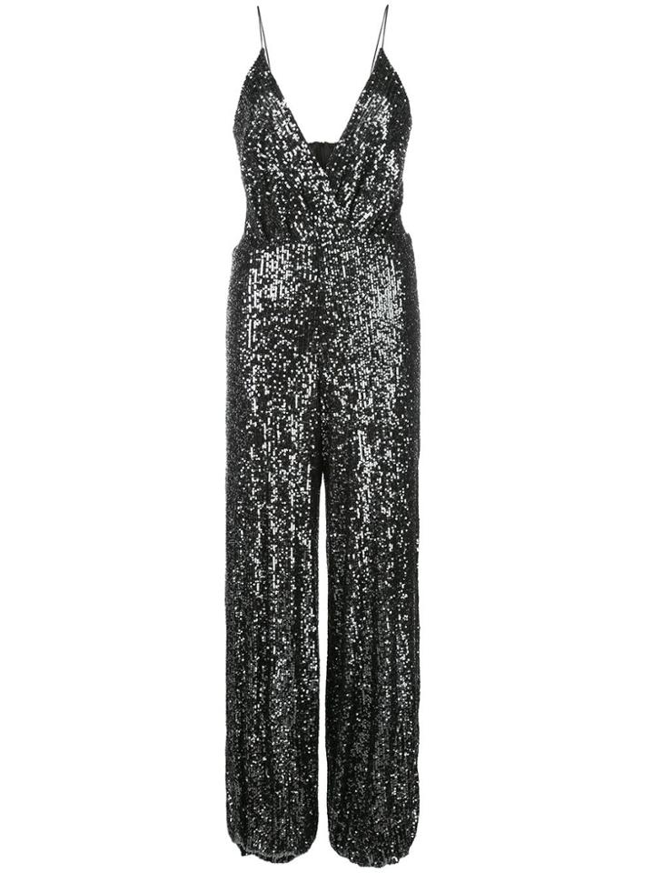 Iorane Plunging Sequin Jumpsuit - Black