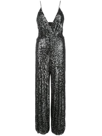 Iorane Plunging Sequin Jumpsuit - Black