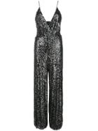 Iorane Plunging Sequin Jumpsuit - Black