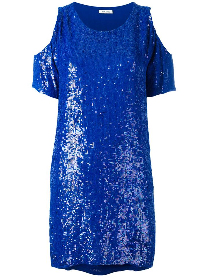 P.a.r.o.s.h. Cold Shoulder Sequin Top - Blue