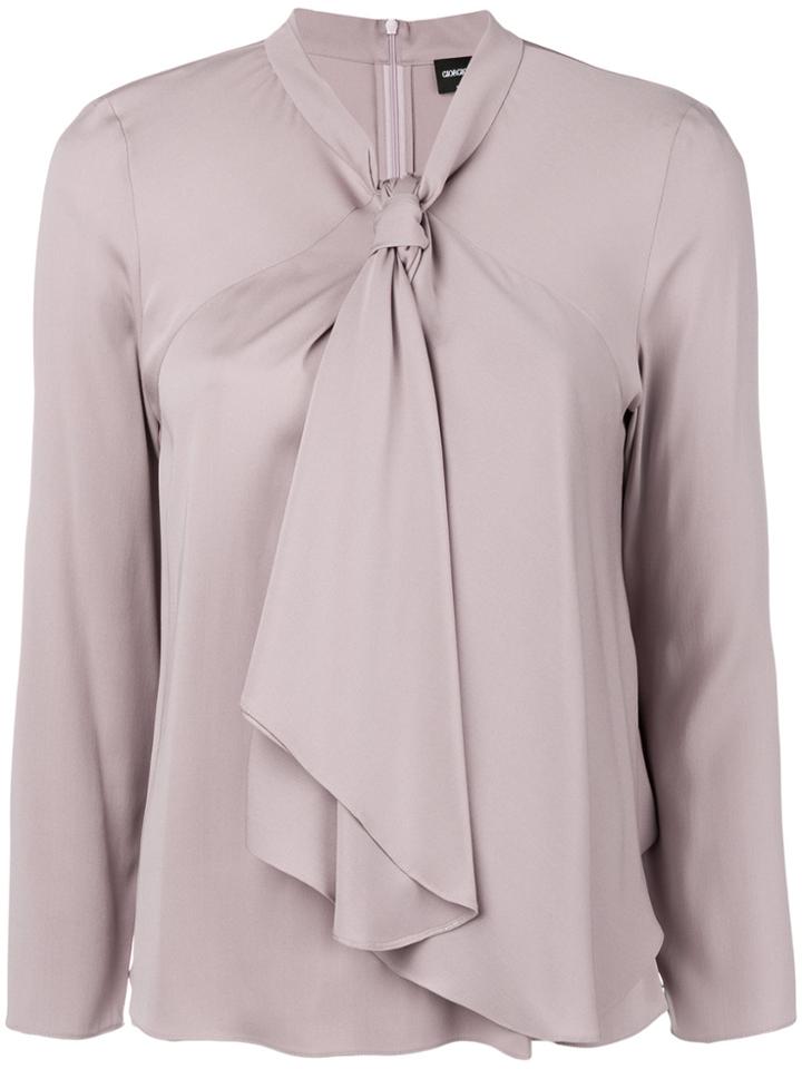 Giorgio Armani Pussy Bow Blouse - Pink & Purple